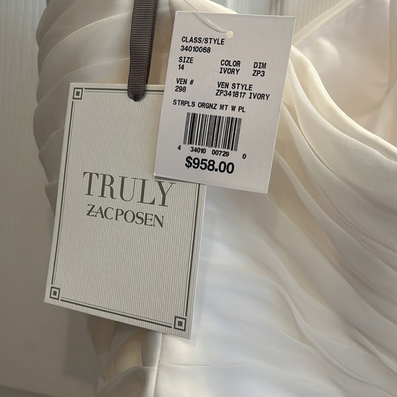 Truly Zac Posen organza wedding gown nwt - Picture 9 of 13